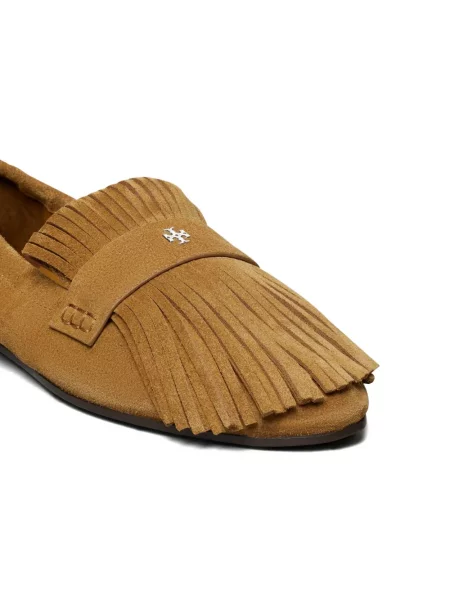Pantofi loafer Tory Burch cu franjuri maro