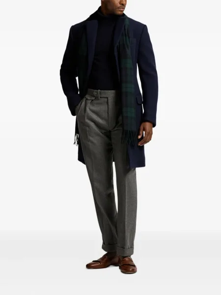 Кариран шал Ralph Lauren Purple Label с ресни зелено