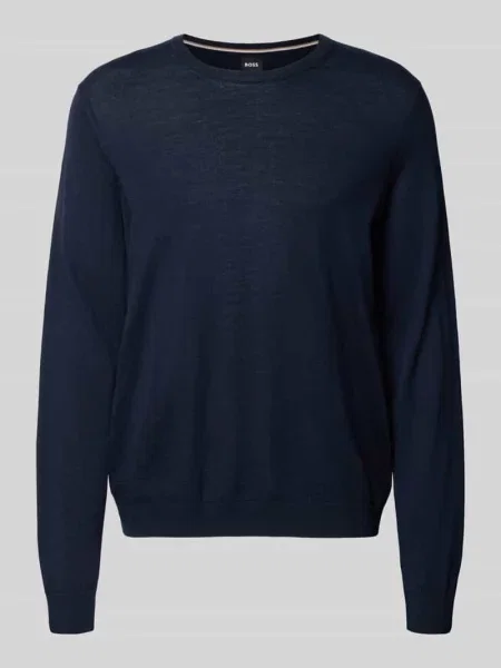 BOSS sweter wełniany lekki granatowy