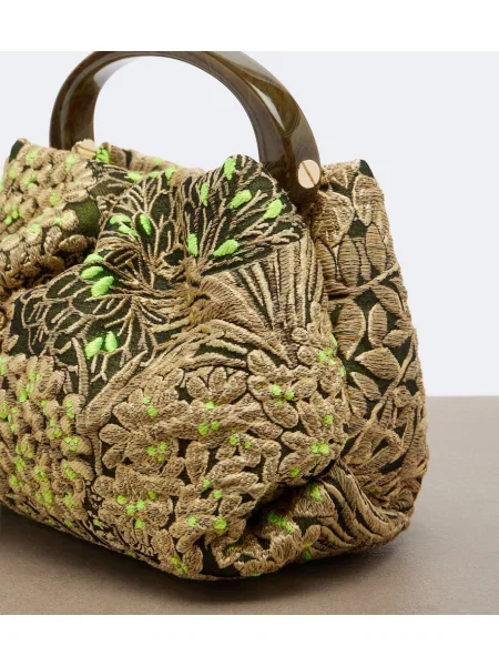 Top Dries Van Noten cu model floral din jacard galben