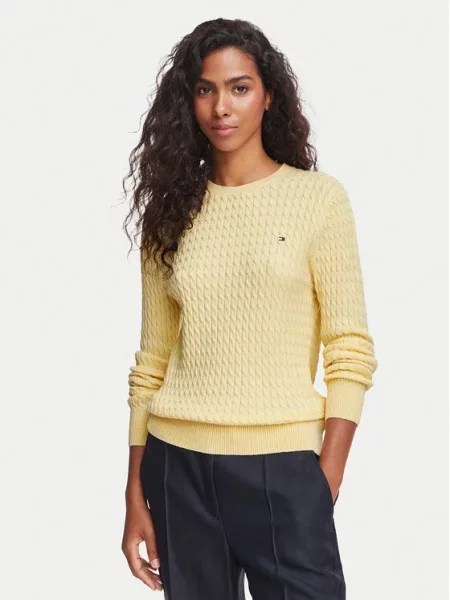 Tommy Hilfiger pulover za žene od pamuka žuta