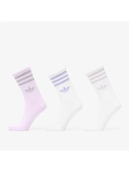 ADIDAS ORIGINALS Șosete 3 STRIPES GLITTER CREW 3 PAIRS gri închis / mauve / mov pastel alb