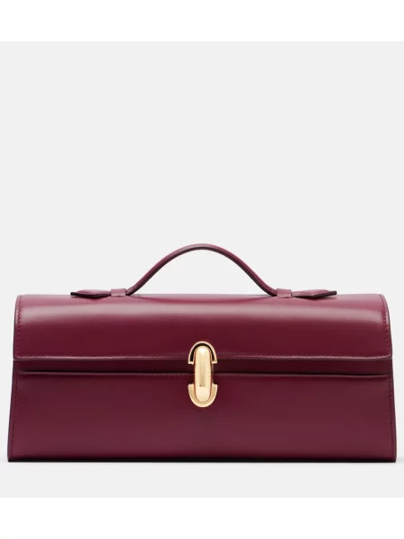 Geanta de piele Savette din piele bordo