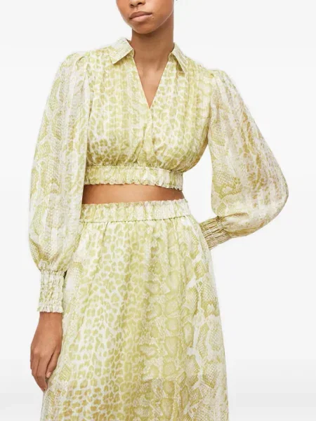 Top Allsaints cu imagine cu model piele de șarpe galben