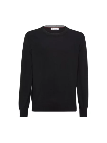 Sweter Brunello Cucinelli z okrągłym dekoltem czarny