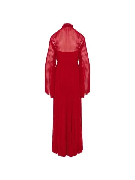 Lung rochie maxi Gucci cu funde cu mâneci lungi roșu