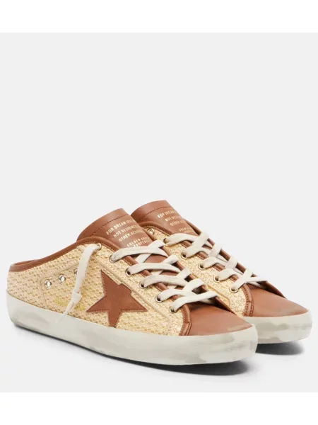 Papuci tip mules Golden Goose din piele bej
