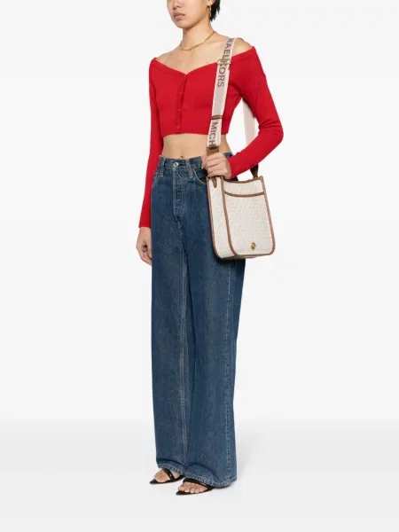 Geanta crossbody Michael Kors din canvas maro