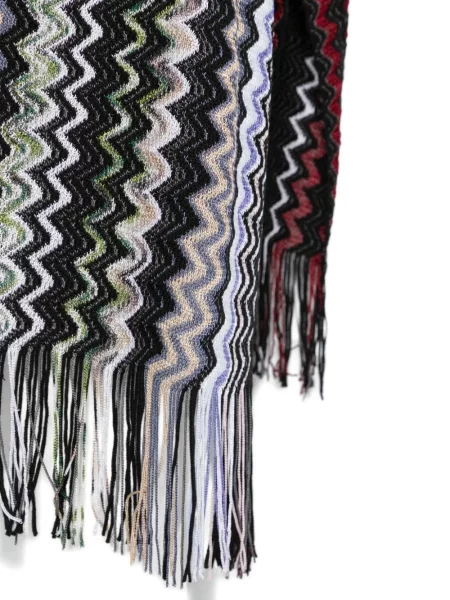 Poncho Missoni tricotate cu glugă negru