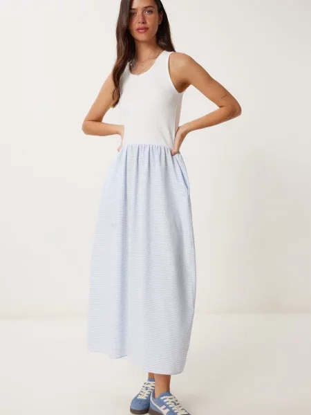 Happiness İstanbul Rochie albastru deschis alb