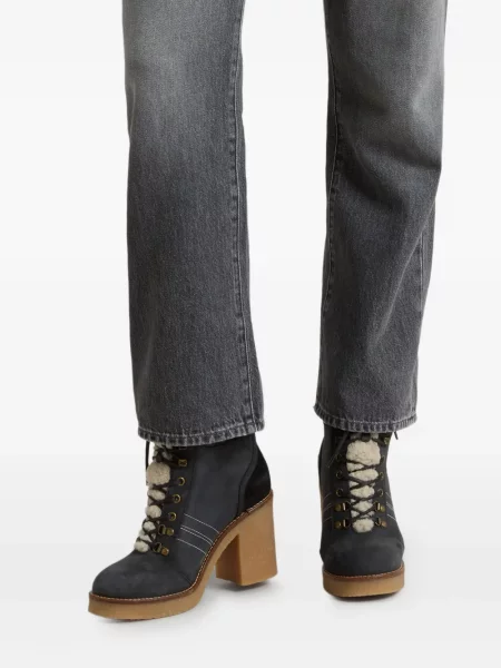 Botine Woolrich cu șireturi din dantelă negru