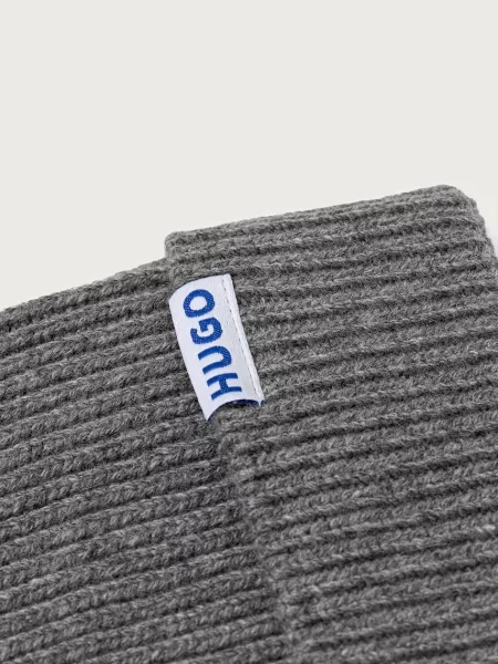 HUGO Blue шапка beanie з вовною синя