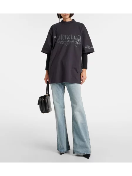Tricou Balenciaga din jerseu negru