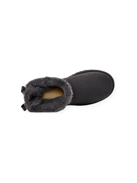 UGG De piele bocanci MINI BAILEY BOW II cu adaos de lână | shearling gri