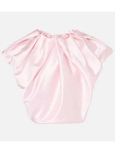 Top Simone Rocha din satin drapat roz