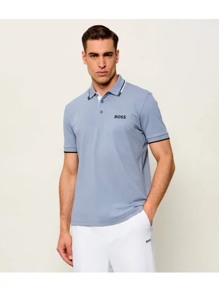 Tricou polo Boss Green stretch gri