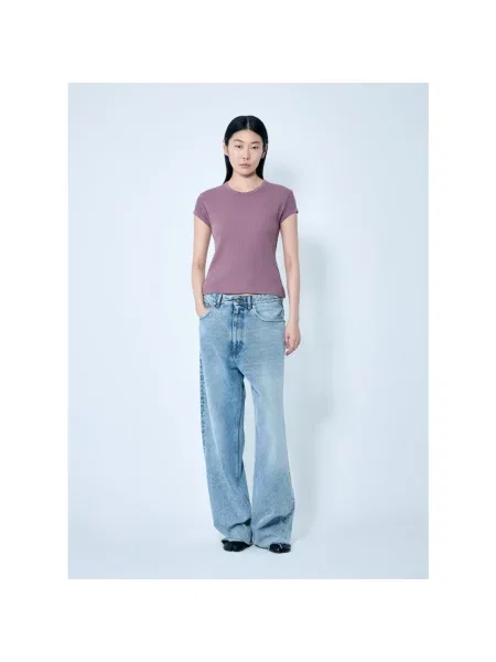 Koszulka Acne Studios z logo termoaktywna fioletowa