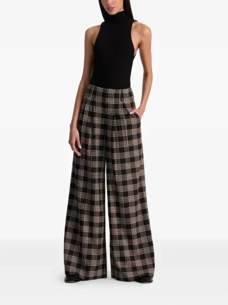 Pantaloni Alice + Olivia în carouri plisate negru