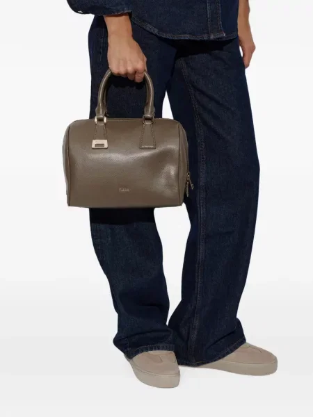 Geantă shopper Furla din piele gri
