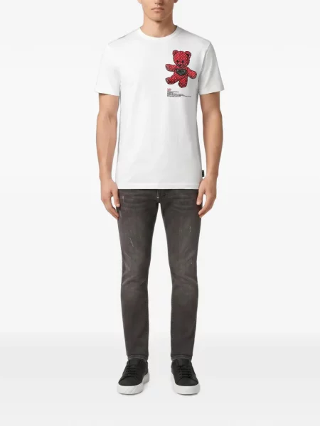 Ursuleț de pluș tricou Philipp Plein din jerseu alb