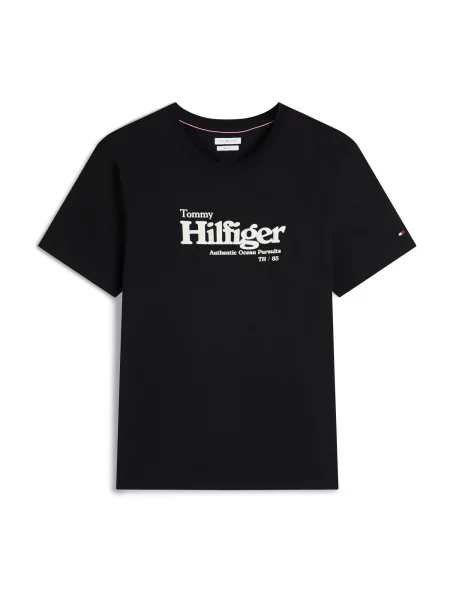 TOMMY HILFIGER Tricou NAUTICAL negru alb