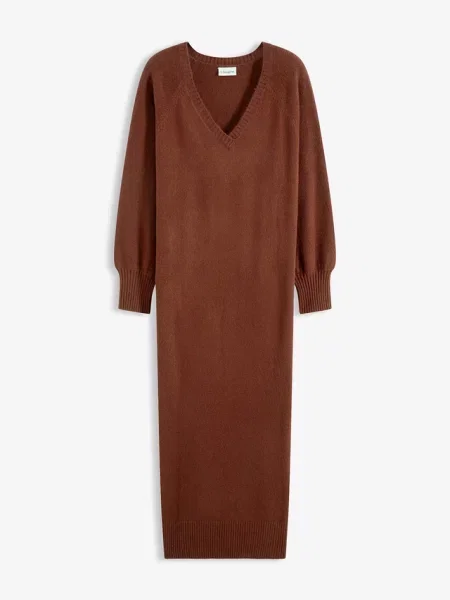 Sukienka dzianinowa oversize midi brązowa