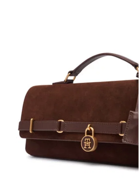 TOMMY HILFIGER Ručna torbica SUEDE tamno smeđa
