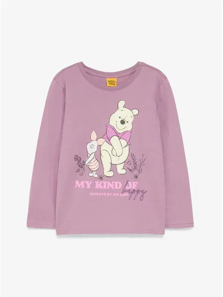 Bluzka z długim rękawem z motywem Winnie The Pooh z czystej bawełny fioletowa