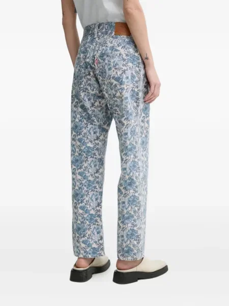 Proste jeansy Levi's 501 w paski ze stretchu dzwony niebieskie