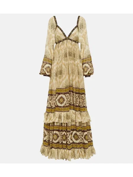 Rochie Etro de mătase cu imagine auriu