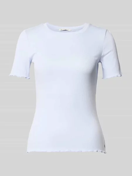 T-shirt o kroju slim fit z mieszanka bawełny z prążkowana dzianina Tom Tailor Denim