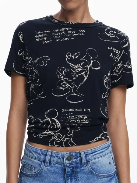 Тениска Desigual MICKEY SKETCH дамска сиво