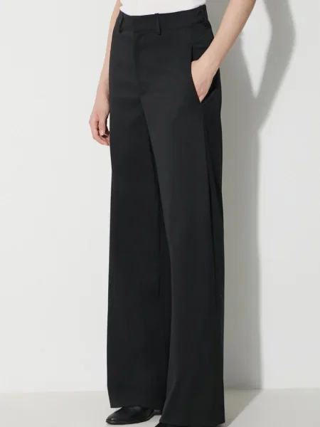 Maison Margiela pantaloni din lână drept high waist negru