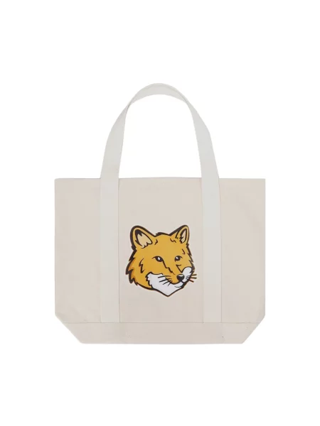 Torebka Maison Kitsune z nadrukiem beżowa