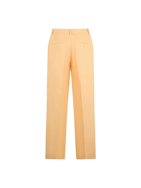 Lniane spodnie Weekend Max Mara pomarańczowe