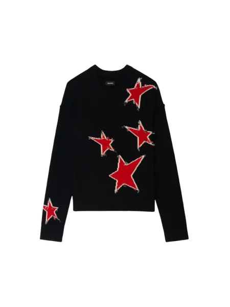 Sweter Zadig & Voltaire z dekoltem w serek czarny