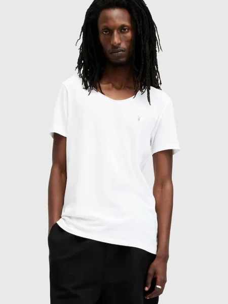 Тениска AllSaints FARIS с изчистен дизайн бяло