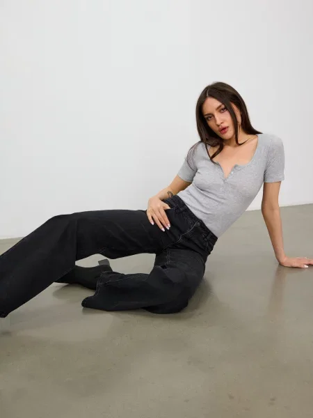 Джинси wide leg чорний