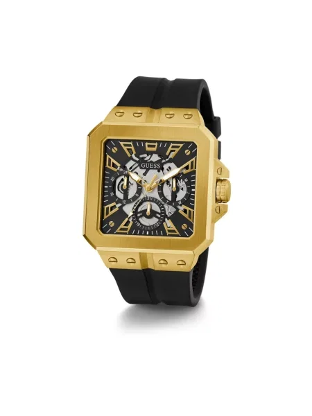 Lniany zegarek Guess czarny