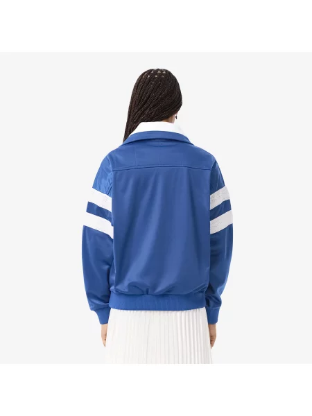 Lacoste Bluza Satynowa Z Dzianiny Pointelle W Luźnym Kroju niebieska