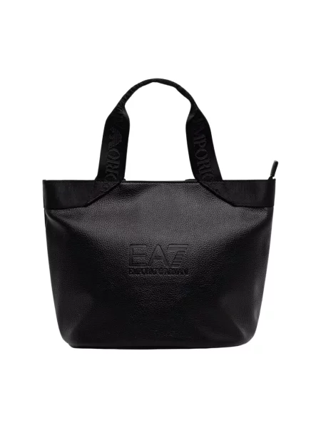 Torebka Ea7 Emporio Armani skórzana z logo czarna