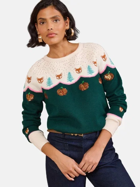 Love & roses Pulover verde jad / portocaliu / roz alb
