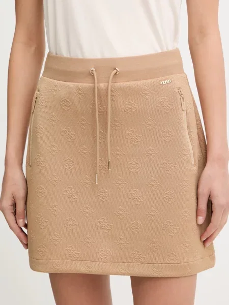 Guess spódnica PEONY zielony mini prosta beżowa