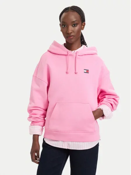 Tommy Jeans Суитшърт Badge Светлорозов Boxy Fit