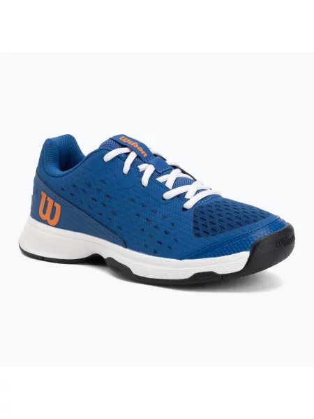 Gyerek teniszcipő Wilson Rush Pro Ace L Jr déjà vu blue/orange tiger/white. Méret: 38 EU fehér