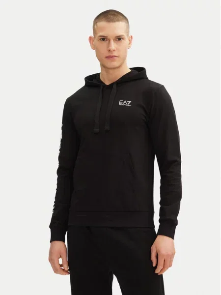 Кофта Emporio Armani Train Logo Series Extended Logo Hoodie black / white білий