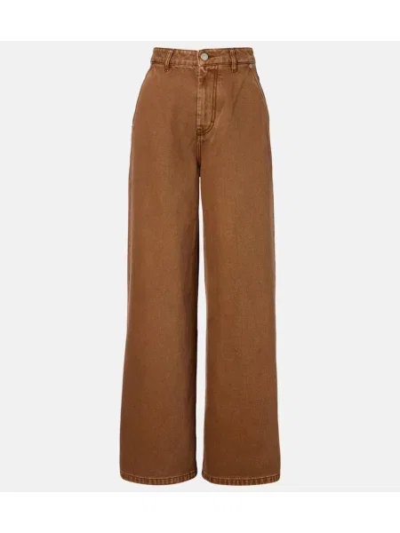 Pantaloni Ami Paris din țesătură twill maro