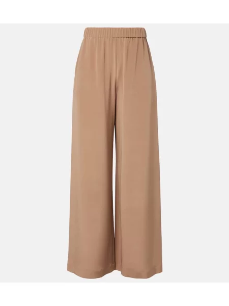 Pantaloni Max Mara de mătase bej