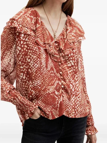 Top Allsaints cu imagine cu model piele de șarpe roșu