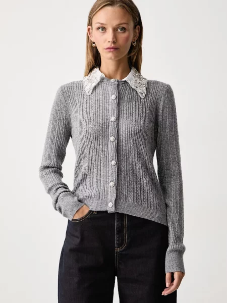 Silvian Heach cardigan pentru femei cu lână DESMET gri